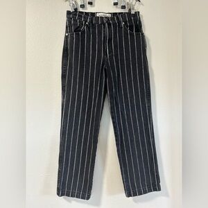 Reformation Black and White Striped Straight Leg Jeans